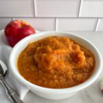 pumpkin spice applesauce in white bowl